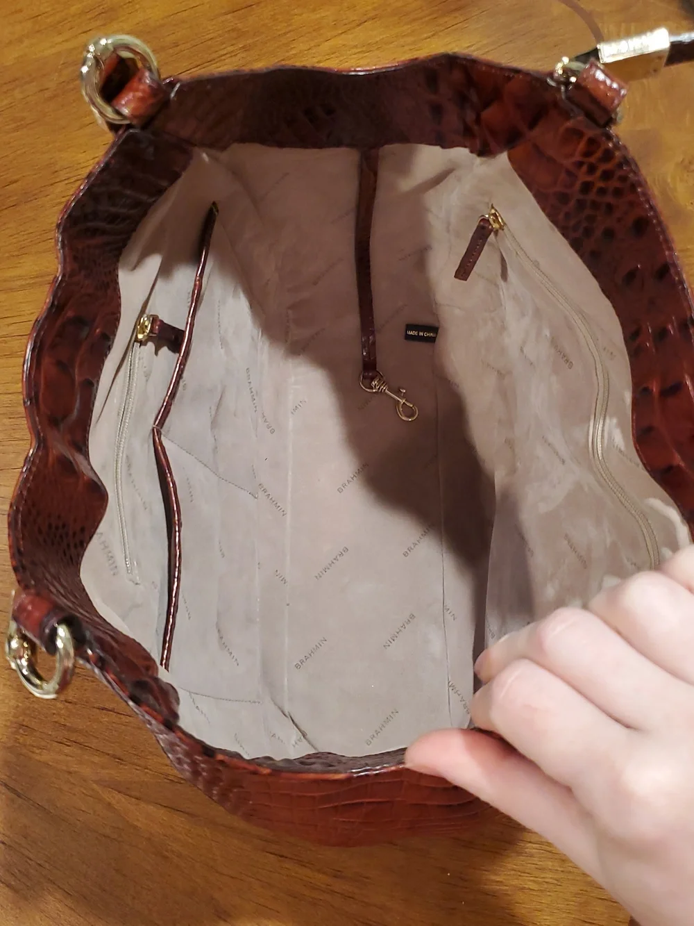 Like NEW Brahmin Marianna Alzette Croc Shoulder Tote - Picture 9 of 14